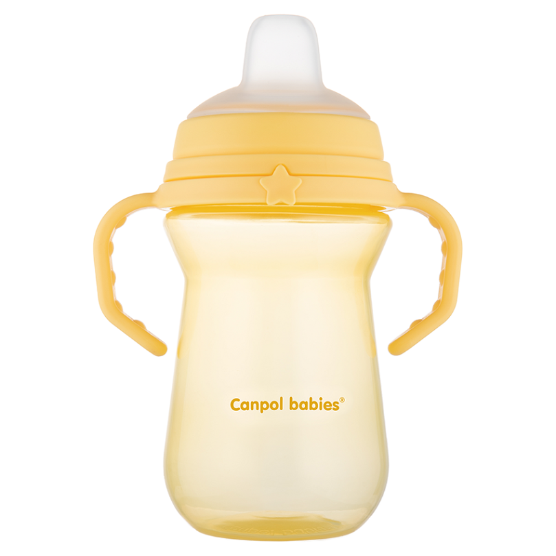 Levně CANPOL BABIES Hrneček se silikonovým pítkem 6m+ žlutý 250 ml
