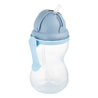 CANPOL BABIES Láhev sportovní se slámkou modrá 370 ml