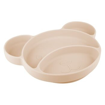 CANPOL BABIES Silikonový dělený talíř s přísavkou Medvídek krémový (Dětské jídelní sady a příbory)