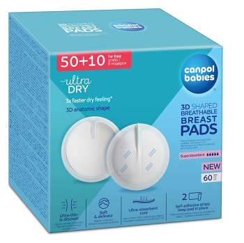 CANPOL BABIES Tampóny do podprsenky Standard 50 + 10 kusů (Prsní vložky)