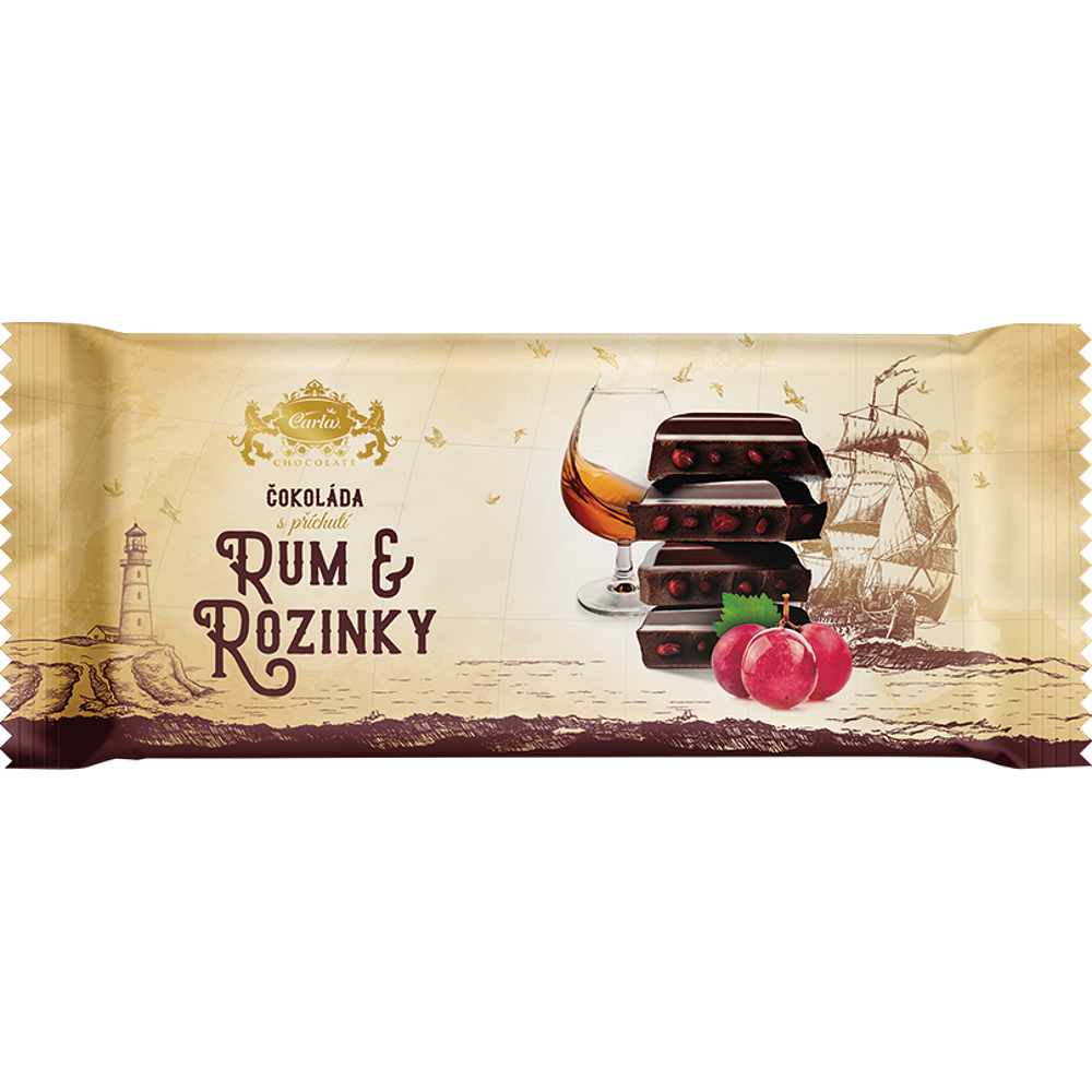 E-shop CARLA Tabulková čokoláda s rozinkami a rumovou příchutí 180 g