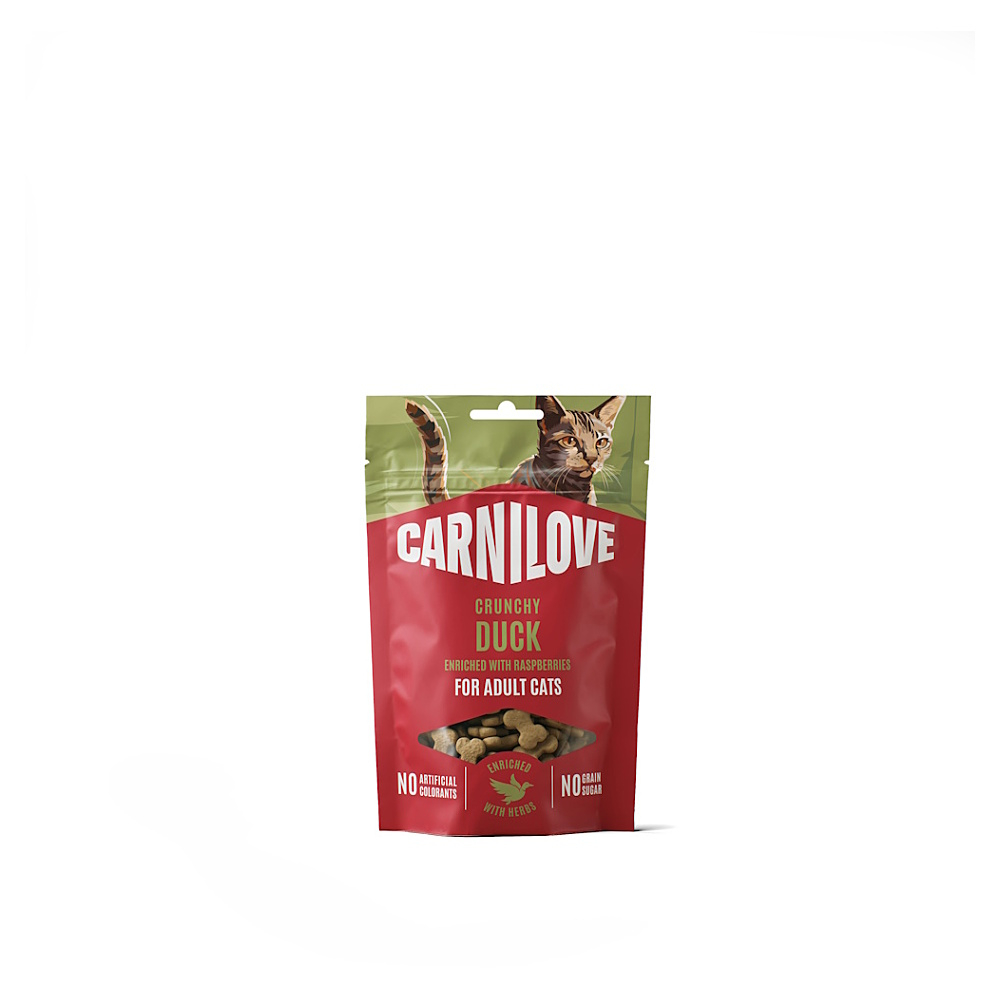 CARNILOVE Cat crunchy snack pro kočky kachna s malinami 50 g