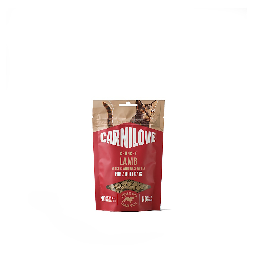 CARNILOVE Cat crunchy snack pro kočky jehněčí a ostružiny 50 g