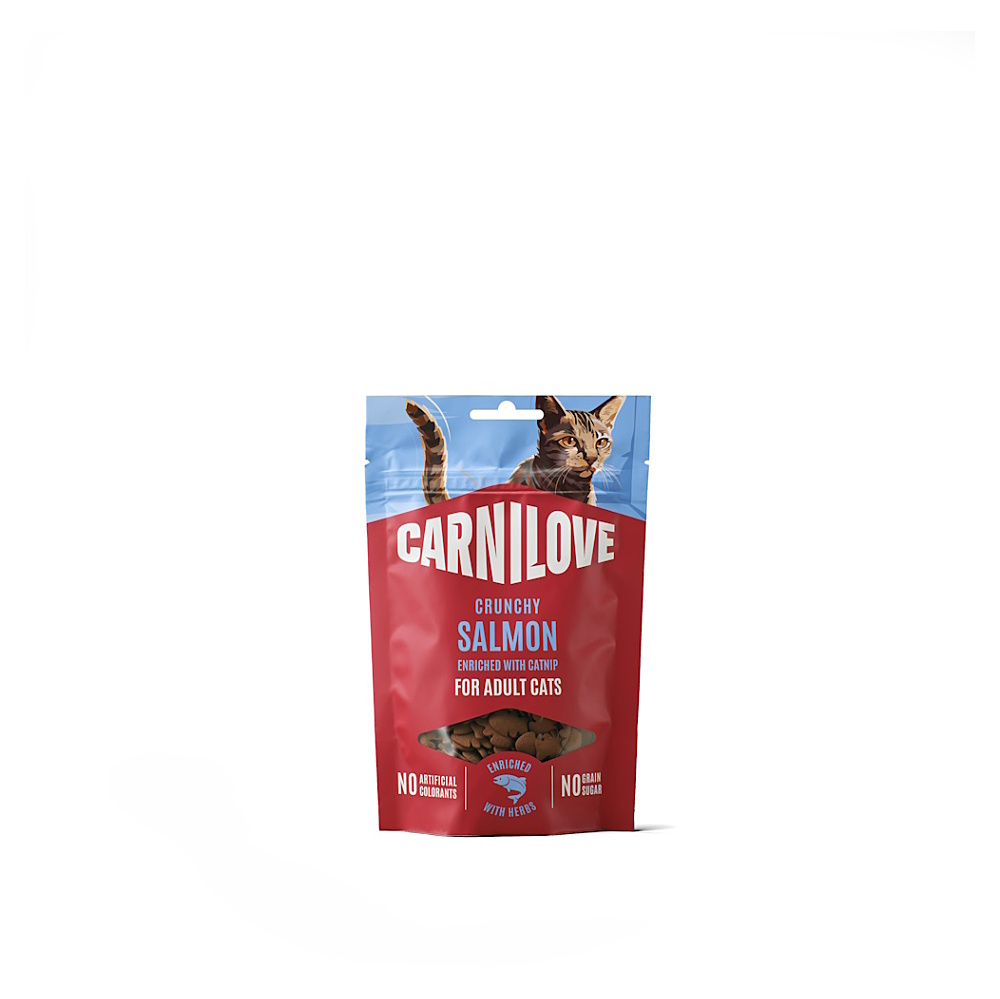 CARNILOVE Cat crunchy snack pro kočky losos s catnipem 50 g