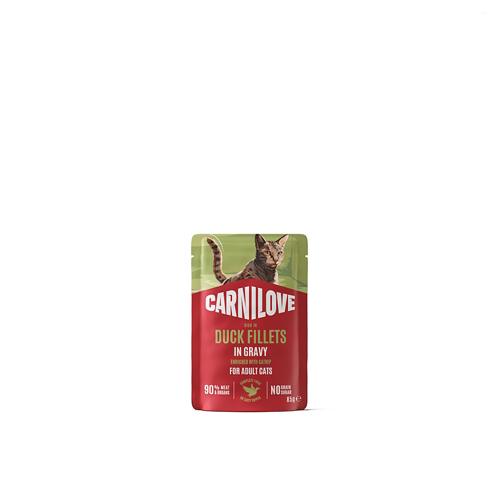 CARNILOVE Kapsička pro kočky kachna s catnipem 85 g