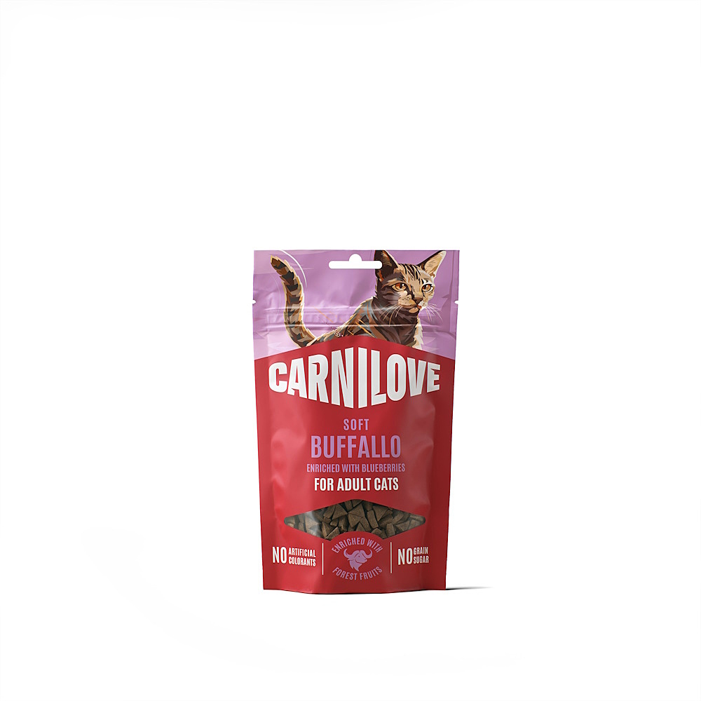 CARNILOVE Soft snack Buffallo pamlsek pro kočky s borůvkou 50 g