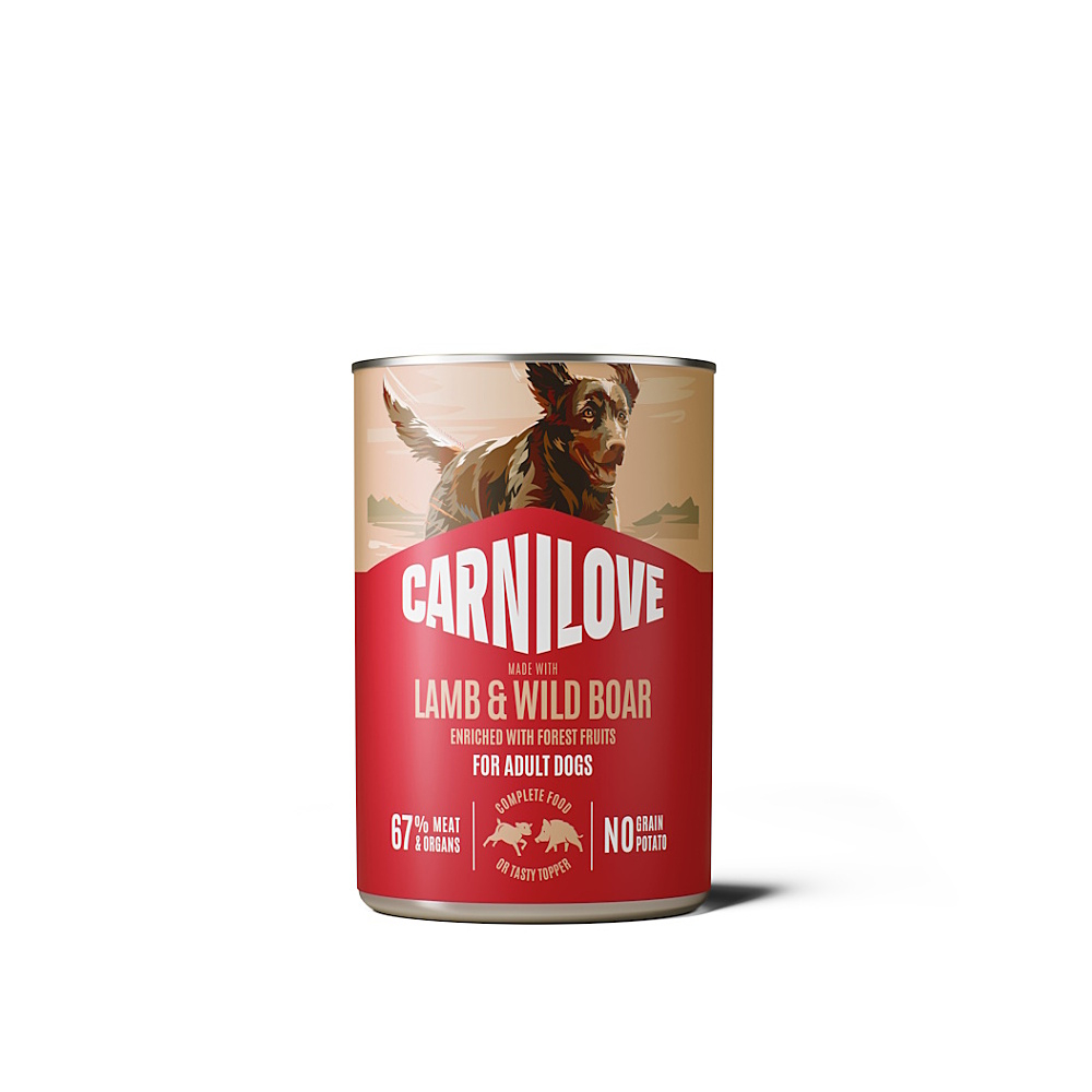 CARNILOVE Konzerva s paštikou pro psy jehněčí a divočák 400 g