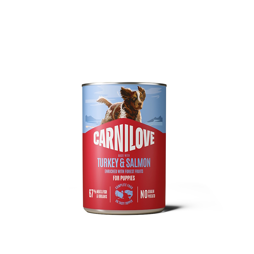 CARNILOVE Konzerva s paštikou pro štěňata losos a krůta 400 g