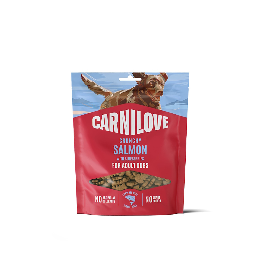 CARNILOVE Crunchy snack pamlsek pro psy losos s borůvkami 200 g