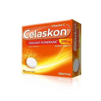 CELASKON Červený pomeranč 500 mg 30 šumivých tablet (Vitamíny při chřipce a nachlazení) - Jednosložkové, Postupné uvolňování