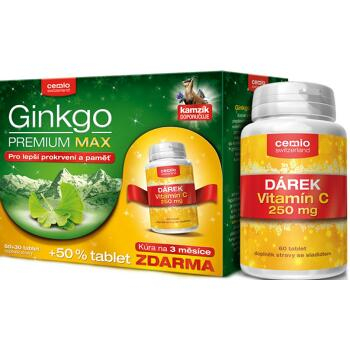CEMIO Ginkgo Premium Max 60+30 tablet + Vitamin C 250 mg 60 tablet ZDARMA