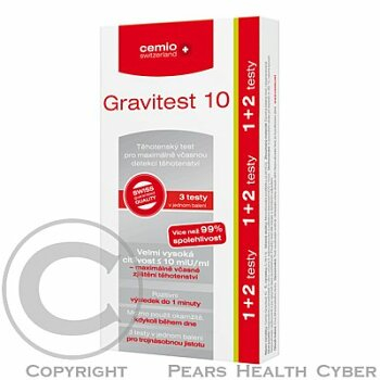CEMIO Gravitest 10 1+2 testy (Testy gravidity, těhotenství)