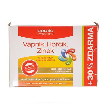 CEMIO Vápník, Hořčík, Zinek + D3 a K1 100+30 tablet ZDARMA