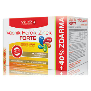 CEMIO Vápník, Hořčík, Zinek FORTE 100+40 tablet ZDARMA
