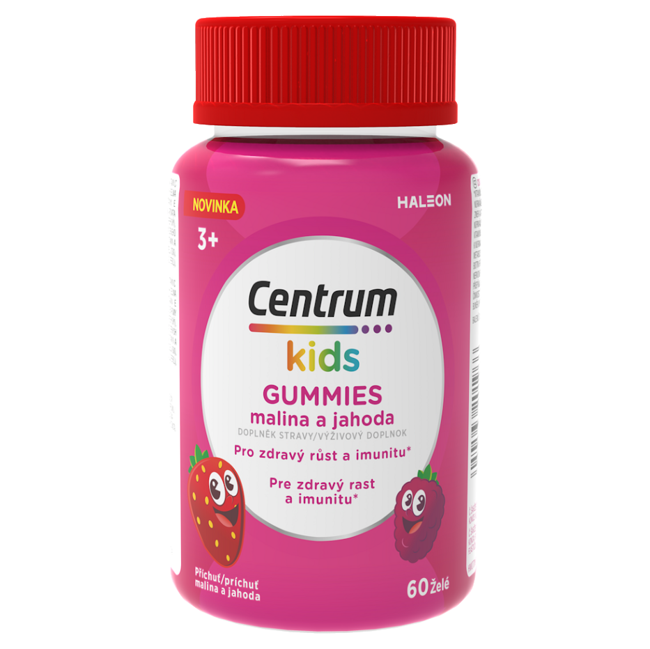 Levně CENTRUM Kids gummies multivitamín pro děti malina a jahoda želé 60 kusů