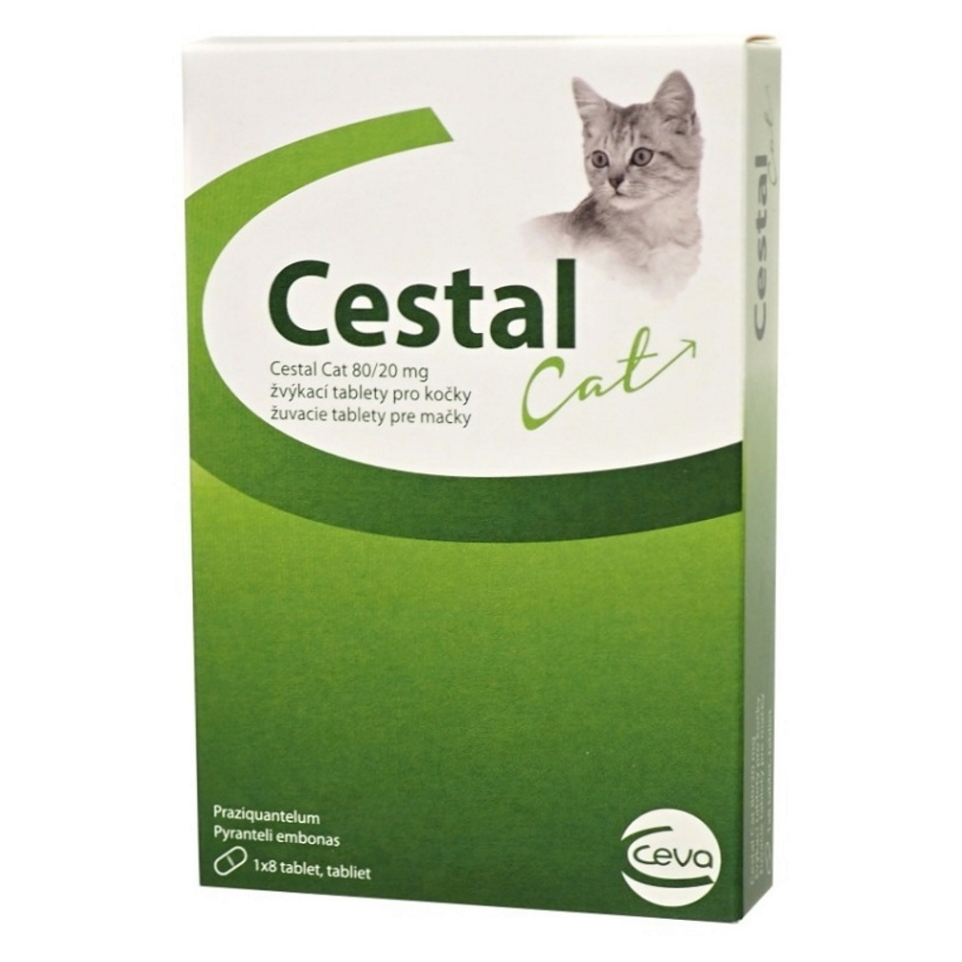 Levně CESTAL Cat 80/20 mg žvýkací tablety pro kočky 8 tablet