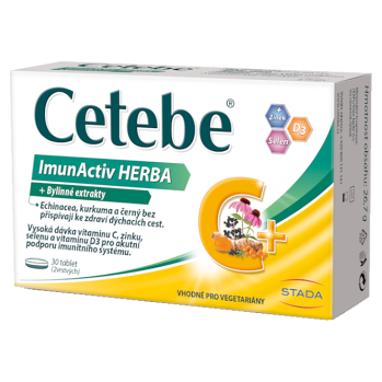 CETEBE ImunActiv HERBA + bylinné extrakty 30 tablet (Vitamíny na imunitu) - Vícesložkové, Postupné uvolňování