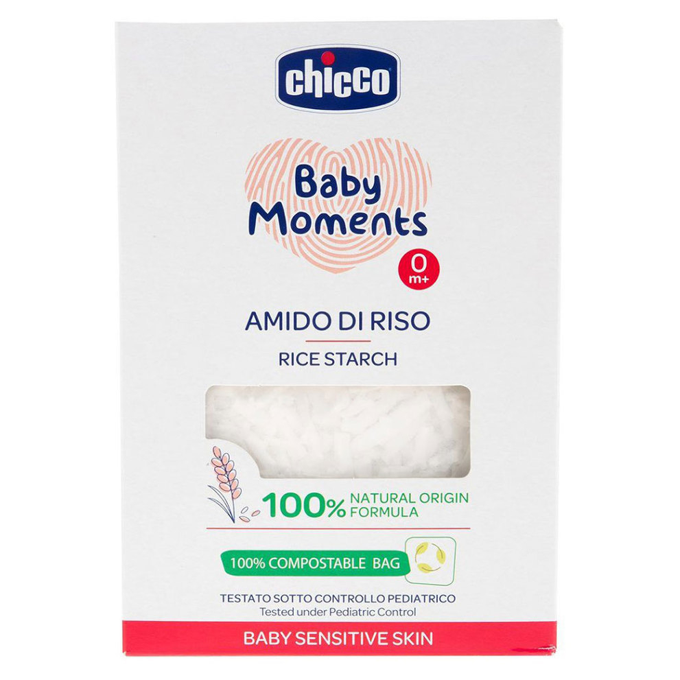 Levně CHICCO Škrob dětský rýžový do koupele zklidňující Baby Moments Sensitive 100 % bio 250 g