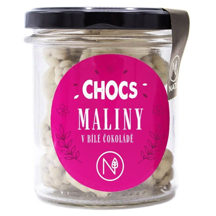 E-shop NATU Chocs maliny v 33% bílé čokoládě 100 g
