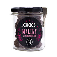 NATU Chocs maliny v 70% hořké čokoládě sklenička 90 g