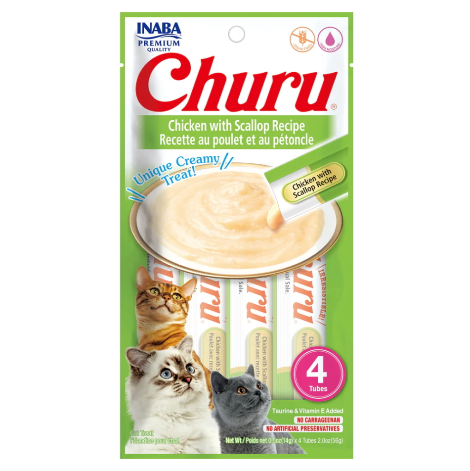 CHURU Cat Chicken with Scallop kapsičky s hřebenatky pro kočky 4 x14 g