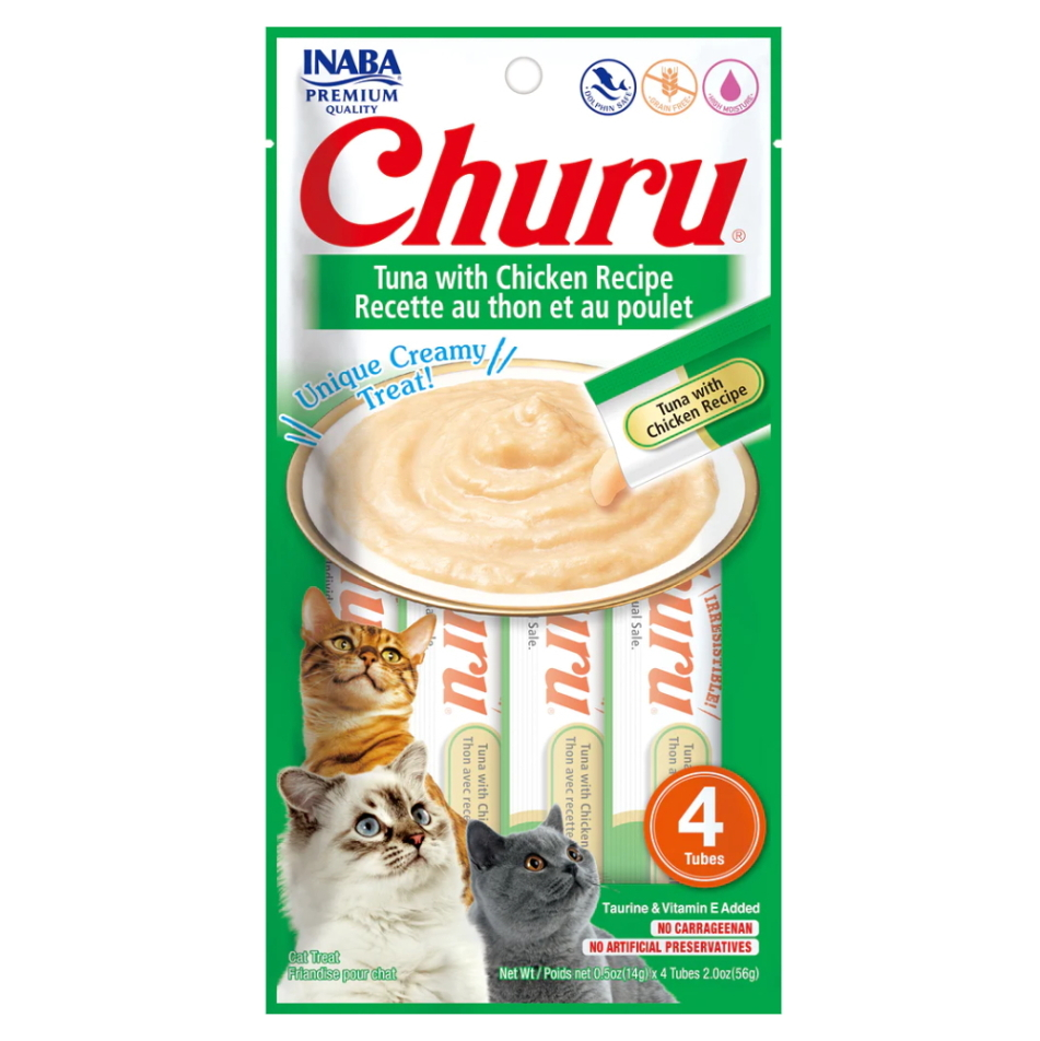 E-shop CHURU Cat Purée Tuna with Chicken kapsička s tuňákem a kuřetem pro kočky 4 x 14 g
