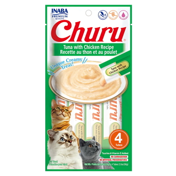 CHURU Cat Purée Tuna with Chicken kapsička s tuňákem a kuřetem pro kočky 4 x 14 g