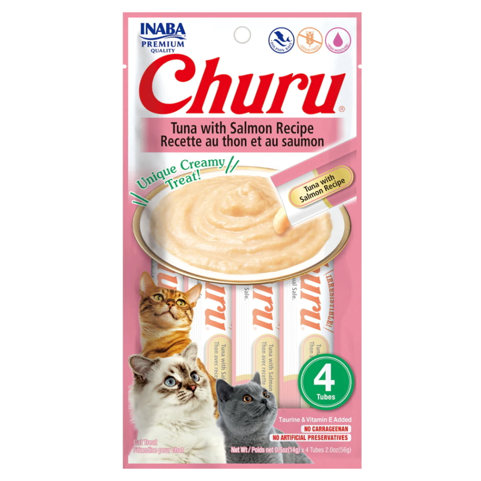 CHURU Cat Purée Tuna with Salmon kapsičky z tuňáka a lososa pro kočky 4 x 14 g