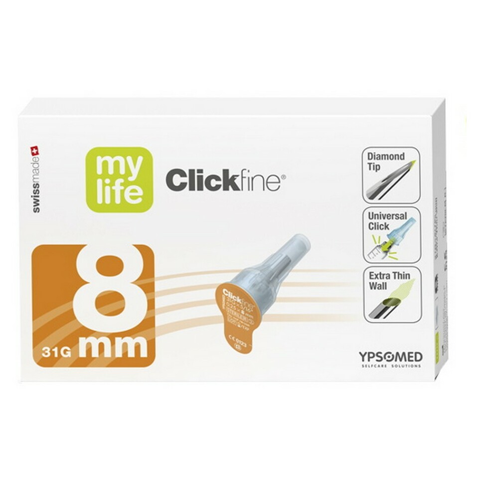 Levně CLICKFINE Mylife inzulínové jehly 31G 8 mm 100 ks