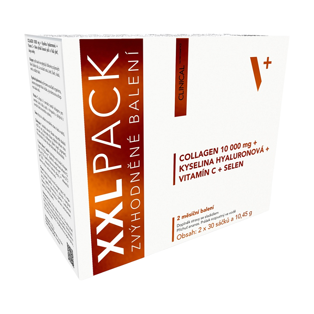 Clinical Collagen 10 000 mg + kyselina hyaluronová + vit. C + selen XXL pack mango 2x30 sáčků