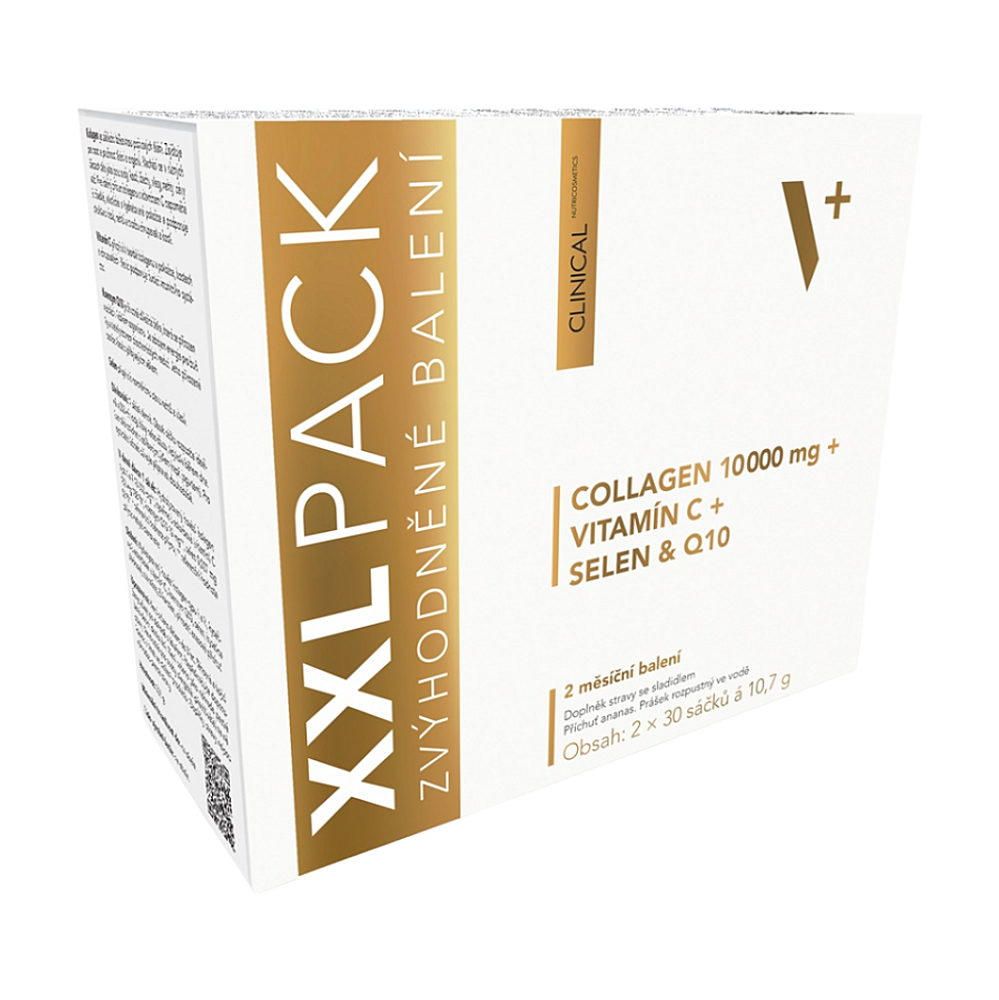 Clinical Collagen 10 000 mg + vitamín C + selen & Q10 XXL pack ananas 2x30 sáčků