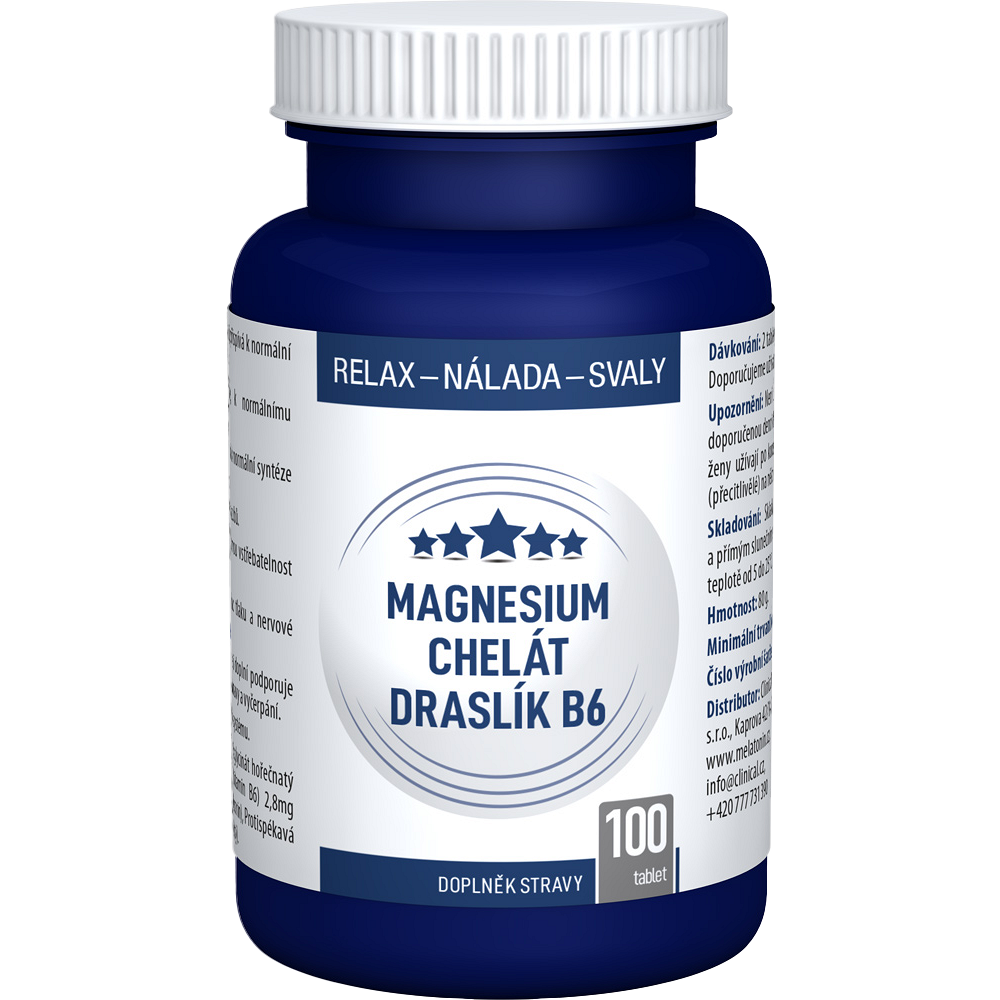 CLINICAL Magnesium chelát + Draslík B6 100 tablet