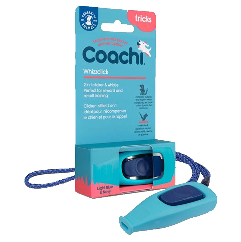 E-shop COACHI Whizzclick Tréninkový clicker světle modrý 1 ks