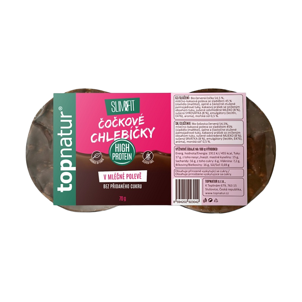TOPNATUR Čočkové chlebíčky mléčná čokoláda 70 g