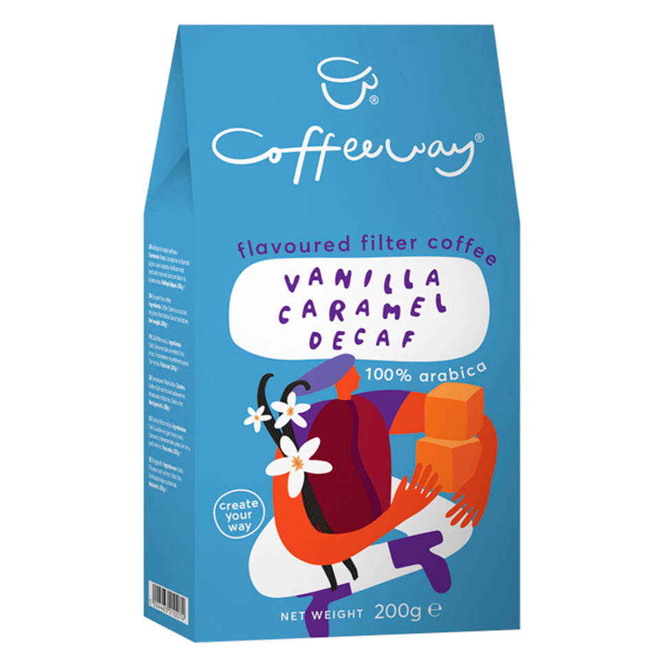 Levně COFFEEWAY Vanilla caramel decaffeinated mletá káva 200 g