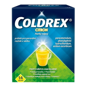 COLDREX Horký nápoj citron prášek pro roztok 14 sáčků II (Na chřipku a nachlazení) - Vícesložkové