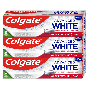 COLGATE Advanced Zubní pasta White Baking Soda & Volcanic Ash 3 x 75 ml (Bělicí zubní pasty)