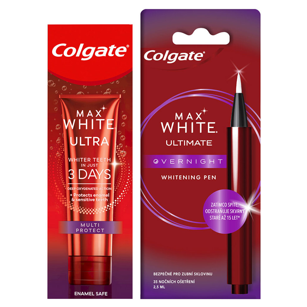 Levně COLGATE Max White set - Ultra Complete zubní pasta 50 ml + Max White Overnight bělicí pero 2.5 ml