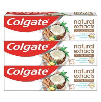 COLGATE Natural Extracts Zubní pasta Coconut+Ginger 3x 75 ml (Přírodní a bylinné zubní pasty) - Ochranný, Čistící, Zklidňující, Ošetřující