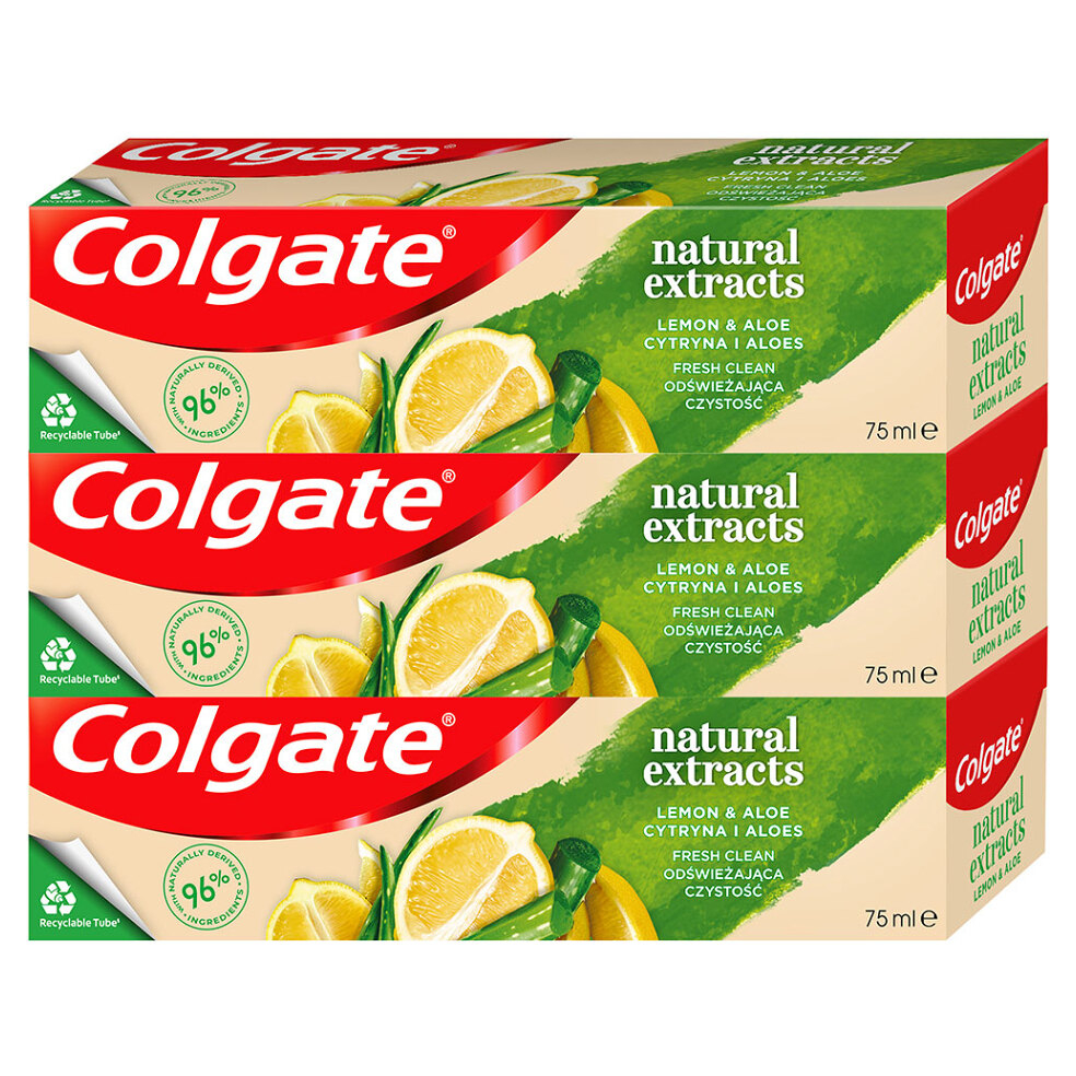Levně COLGATE Naturals Lemon & Aloe zubní pasta 3x 75ml