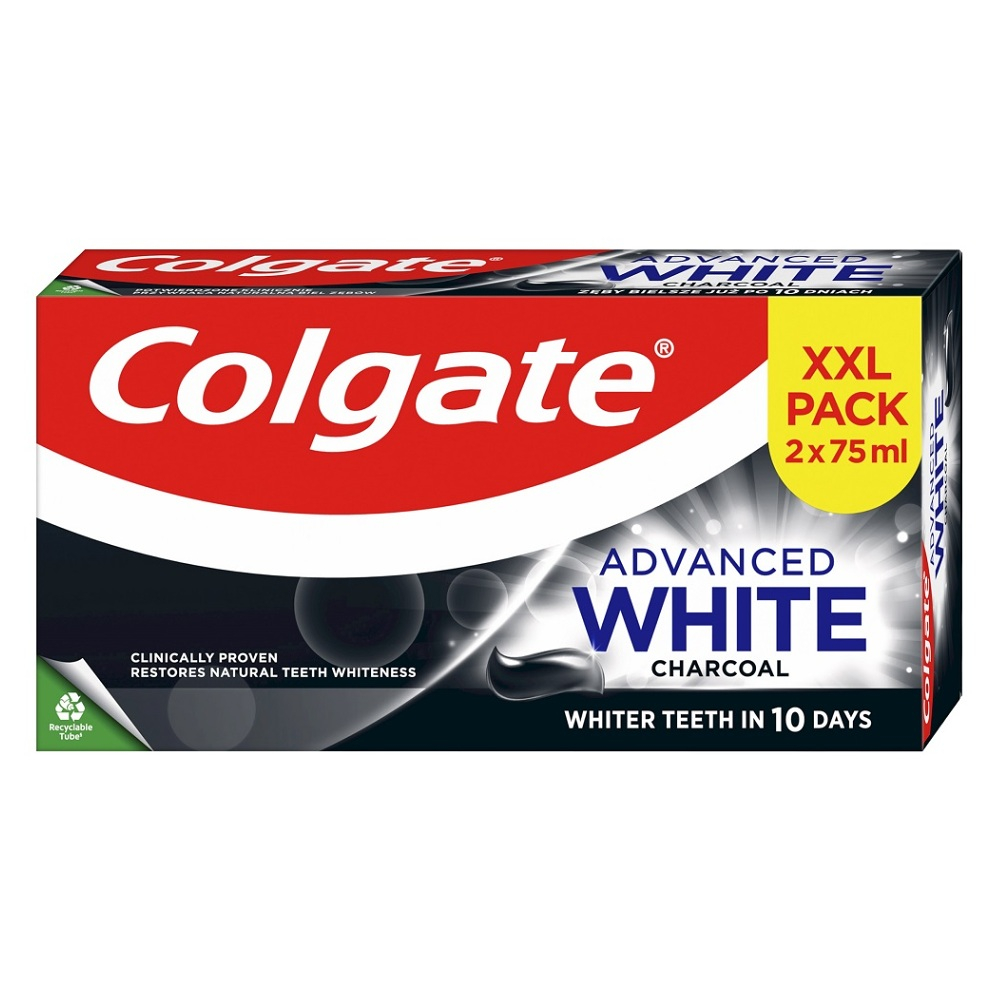 Levně COLGATE Zubní pasta Advanced White Charcoal 2 x 75 ml