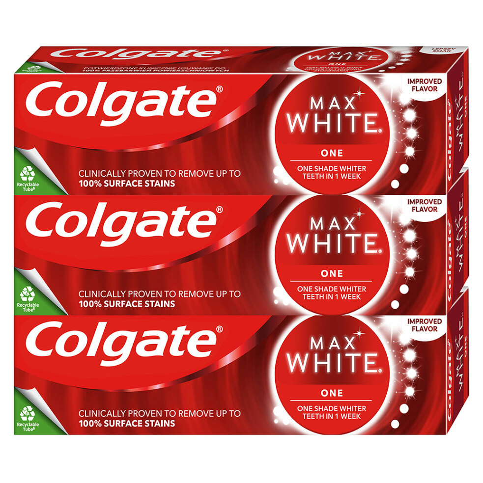 Levně COLGATE Zubní pasta Max White One Sensational Mint 3x 75 ml