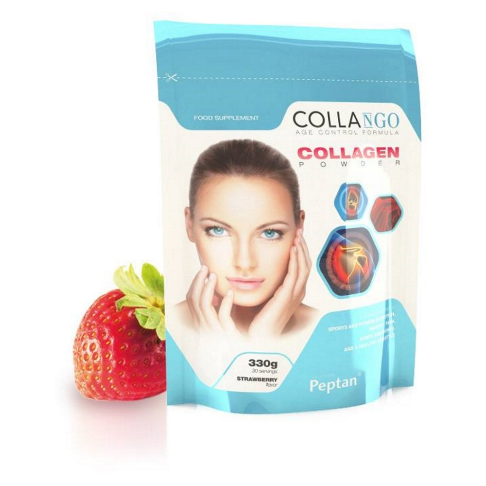 Levně COLLANGO Collagen hydrolyzovaný kolagen s vitamínem C a se zinkem příchuť jahoda 330 g
