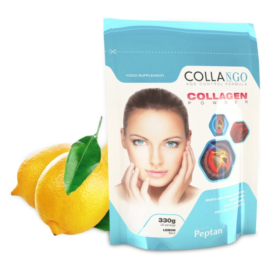 Levně COLLANGO Collagen - hydrolyzovaný kolagen s vitamínem C a se zinkem příchuť citron 330 g