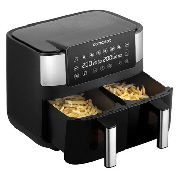 CONCEPT FR8000 Double horkovzdušná fritéza 8 l (Horkovzdušné fritézy) - Digitální, Elektrické, S termoregulací, Časovač