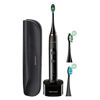CONCEPT ZK7011 Sonický zubní kartáček perfect smile s pouzdrem černý (Sonické zubní kartáčky) - Časovač, Více režimů čištění