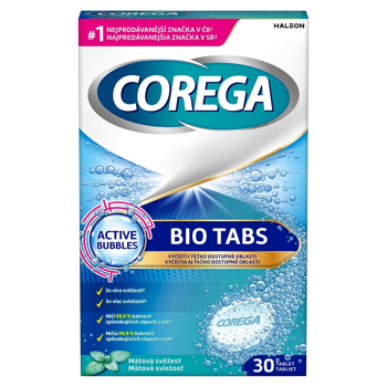 COREGA BIO Tabs Čistící tablety 30 kusů (Prostředky na zuby a zubní náhrady) - Čistící, Antibakteriální