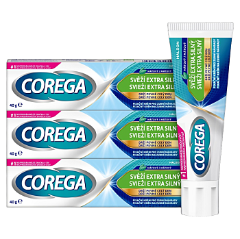 COREGA Fixační extra silný krém svěží dech 3 kusy 40 g (Prostředky na zuby a zubní náhrady) - Čistící, Antibakteriální