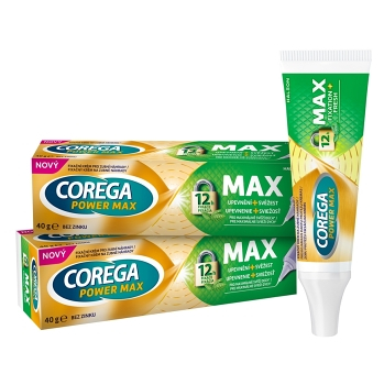 COREGA Power max upěvnění + svěžest 2 x 40 g (Prostředky na zuby a zubní náhrady) - Čistící, Fixační, Antibakteriální