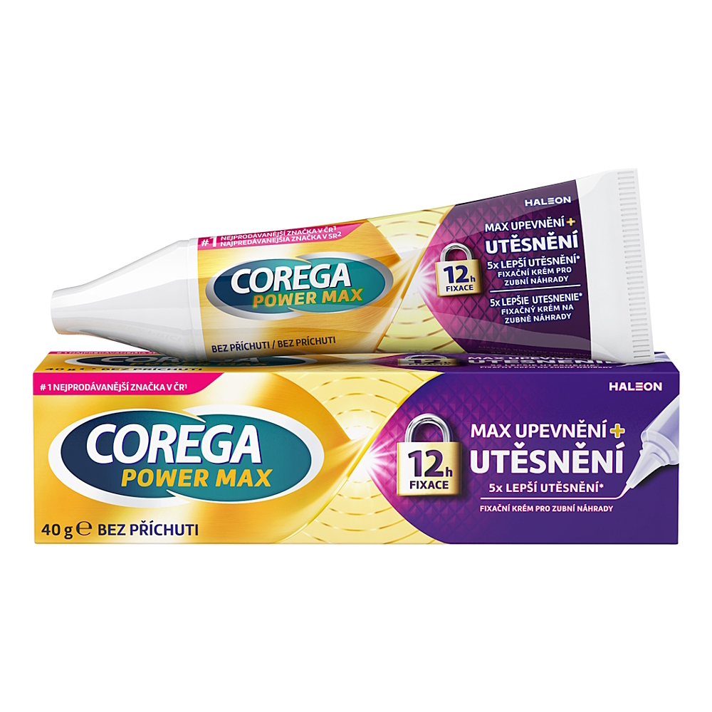 Corega Power Max fixační krém pro zubní náhrady bez příchuti 40 g koupíte na Lekarna.cz